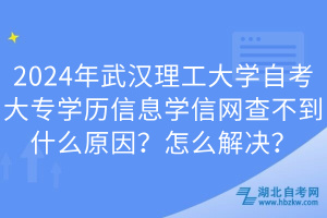 2024年武漢理工大學自考大專學歷信息學信網(wǎng)查不到什么原因？怎么解決？