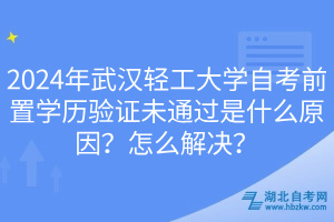 2024年武漢輕工大學(xué)自考前置學(xué)歷驗(yàn)證未通過是什么原因？怎么解決？