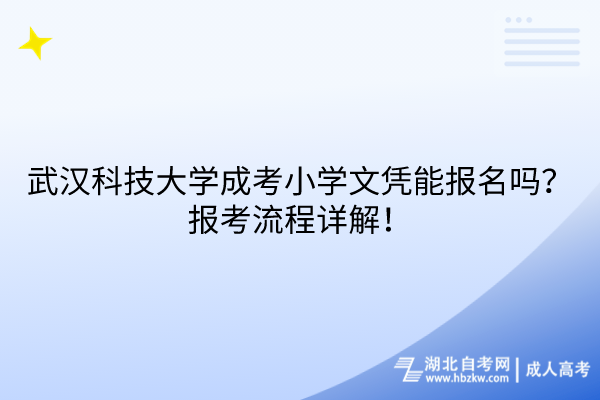 武漢科技大學(xué)成考小學(xué)文憑能報(bào)名嗎？報(bào)考流程詳解！