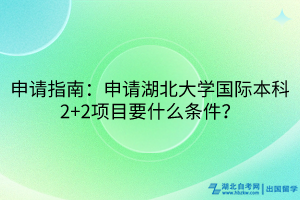 申請指南：申請湖北大學(xué)國際本科2+2項目要什么條件？