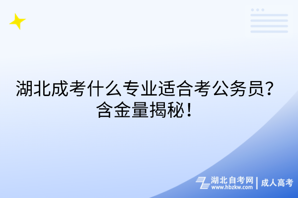 湖北成考什么專業(yè)適合考公務(wù)員？含金量揭秘！