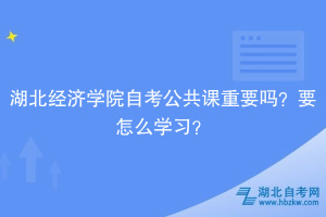 湖北經(jīng)濟(jì)學(xué)院自考公共課重要嗎？要怎么學(xué)習(xí)？