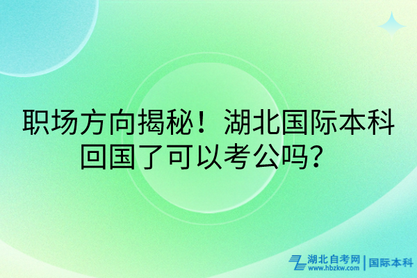 職場(chǎng)方向揭秘！湖北國(guó)際本科回國(guó)了可以考公嗎？