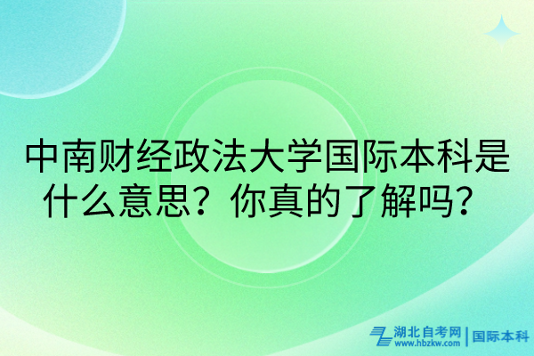 中南財經(jīng)政法大學國際本科是什么意思？你真的了解嗎？