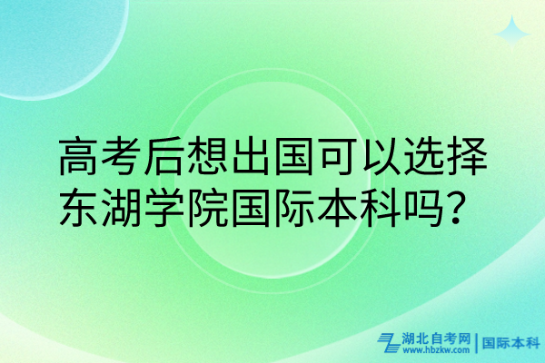 高考后想出國可以選擇東湖學(xué)院國際本科嗎？