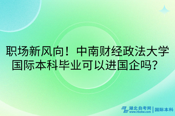 職場新風向！中南財經(jīng)政法大學(xué)國際本科畢業(yè)可以進國企嗎？