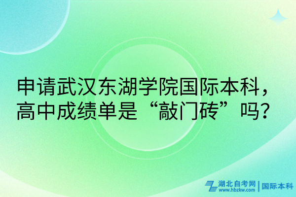 申請武漢東湖學院國際本科，高中成績單是“敲門磚”嗎？