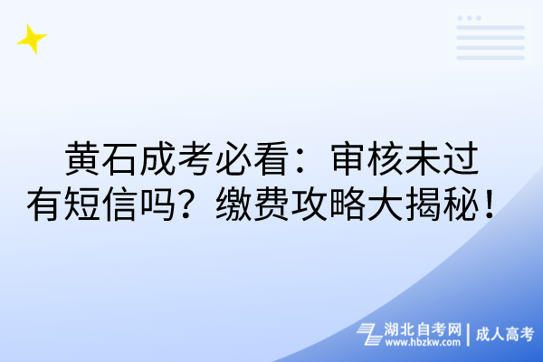 黃石成考必看：審核未過會收短信嗎？繳費(fèi)攻略大揭秘！