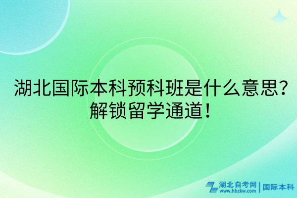 湖北國際本科預(yù)科班是什么意思？解鎖留學通道！