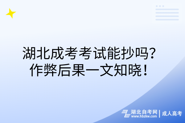 湖北成考考試能抄嗎？作弊后果一文知曉！