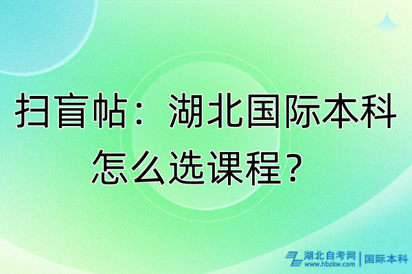 掃盲帖：湖北國際本科怎么選課程？