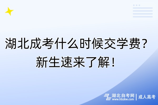 湖北成考什么時候交學費？新生速來了解！