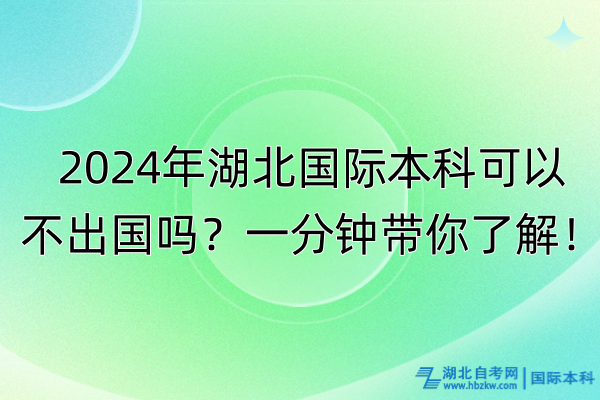 2024年湖北國際本科可以不出國嗎？一分鐘帶你了解！