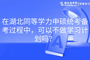 在湖北同等學(xué)力申碩統(tǒng)考備考過(guò)程中，可以不做學(xué)習(xí)計(jì)劃嗎？