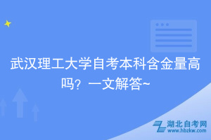 武漢理工大學自考本科含金量高嗎？一文解答~