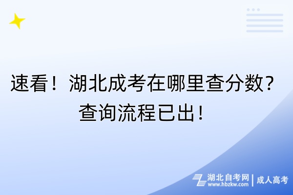 速看！湖北成考在哪里查分?jǐn)?shù)？查詢流程已出！