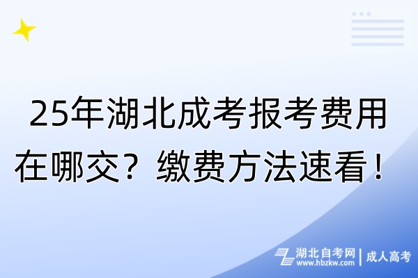 25年湖北成考報考費(fèi)用在哪交？繳費(fèi)方法速看！