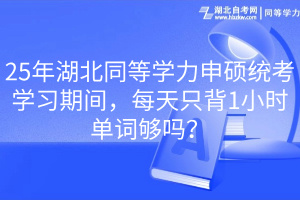 25年湖北同等學力申碩統(tǒng)考學習期間，每天只背1小時單詞夠嗎？