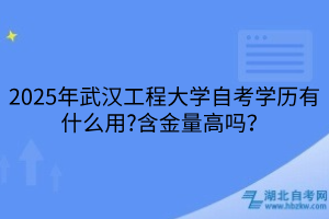 2025年武漢工程大學(xué)自考學(xué)歷有什么用?含金量高嗎？
