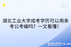 湖北工業(yè)大學(xué)成考學(xué)歷可以用來考公考編嗎？一文看懂！