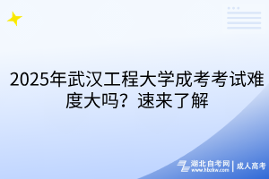 2025年武漢工程大學(xué)成考考試難度大嗎？速來了解