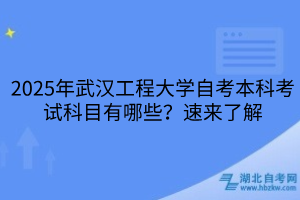 2025年武漢工程大學(xué)自考本科考試科目有哪些？速來了解