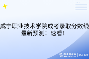 咸寧職業(yè)技術學院成考錄取分數線最新預測！速看！
