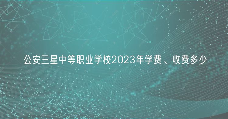 公安三星中等職業(yè)學校2023年學費、收費多少