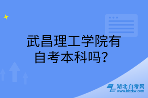 武昌理工學(xué)院有自考本科嗎？