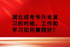 湖北成考專升本復(fù)習(xí)的時(shí)候，工作和學(xué)習(xí)如何兼顧好？