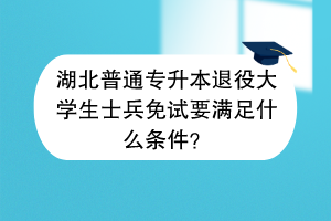湖北普通專升本退役大學(xué)生士兵免試要滿足什么條件？
