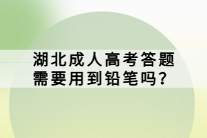 湖北成人高考答題需要用到鉛筆嗎？