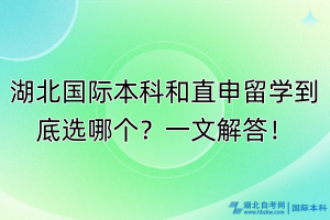 湖北國際本科和直申留學到底選哪個？一文解答！