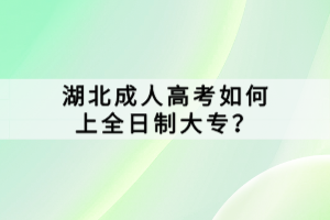 湖北成人高考如何上全日制大專？