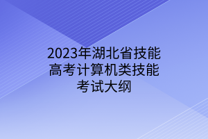 2023年湖北省技能高考計算機類技能考試大綱