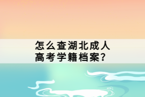 怎么查湖北成人高考學(xué)籍檔案？