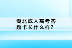 湖北成人高考答題卡長什么樣？