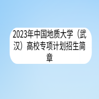 2023年中國地質(zhì)大學（武漢）高校專項計劃招生簡章