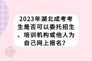 2023年湖北成考考生是否可以委托招生、培訓(xùn)機(jī)構(gòu)或他人為自己網(wǎng)上報(bào)名？