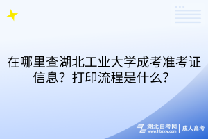 在哪里查湖北工業(yè)大學(xué)成考準(zhǔn)考證信息？打印流程是什么？