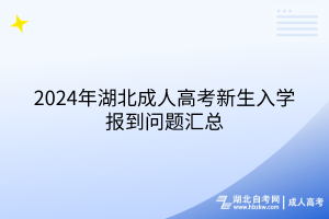 2024年湖北成人高考新生入學(xué)報(bào)到問題匯總