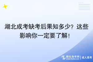 湖北成考缺考后果知多少？這些影響你一定要了解！