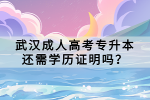 武漢成人高考專升本還需學歷證明嗎？