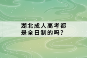 湖北成人高考都是全日制的嗎？