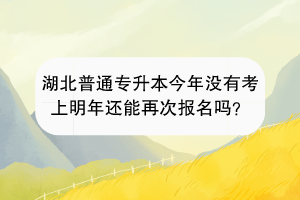 湖北普通專升本今年沒有考上明年還能再次報名嗎？