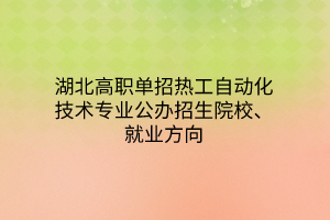 湖北高職單招熱工自動(dòng)化技術(shù)專業(yè)公辦招生院校、就業(yè)方向