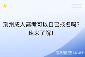 荊州成人高考可以自己報名嗎？速來了解！