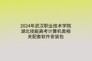 2023武漢職業(yè)技術(shù)學(xué)院湖北技能高考技能操作考試考點報考指南