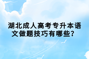 湖北成人高考專升本語文做題技巧有哪些？
