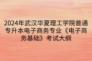 2024年武漢華夏理工學院普通專升本電子商務專業(yè)《電子商務基礎》考試大綱